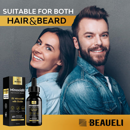 Beaueli 5% Minoxidil for Hair & Beard Growth — Unscented Foam, 3 x 3oz