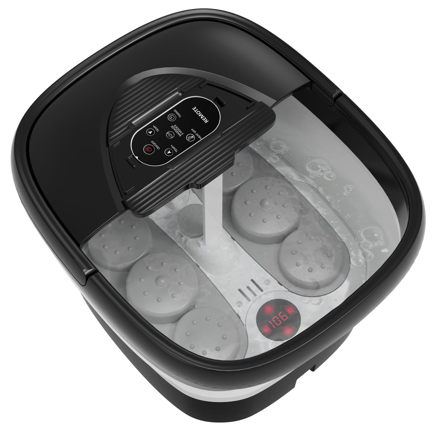 Beaumoi Collapsible Foot Spa with Heat and Remote – Heated Foot Bath Massager with 24 Massage Balls