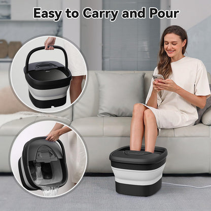 Beaumoi Collapsible Foot Spa with Heat and Remote – Heated Foot Bath Massager with 24 Massage Balls