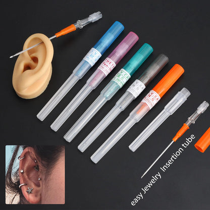 Beautidots 50Pcs Piercing Needles 14G-22G | Disposable Stainless Steel Catheter Needles for Ear, Nose & More