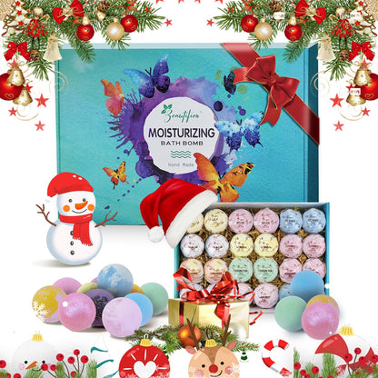 Beautifier Life 24-Piece Bath Bomb Gift Set – Essential Oil Spa Bubbles, Handmade Christmas Gifts