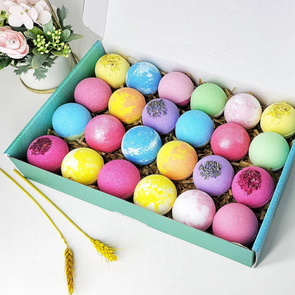 Beautifier Life 24-Piece Bath Bomb Gift Set – Essential Oil Spa Bubbles, Handmade Christmas Gifts