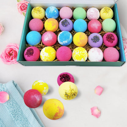 Beautifier Life 24-Piece Bath Bomb Gift Set – Essential Oil Spa Bubbles, Handmade Christmas Gifts