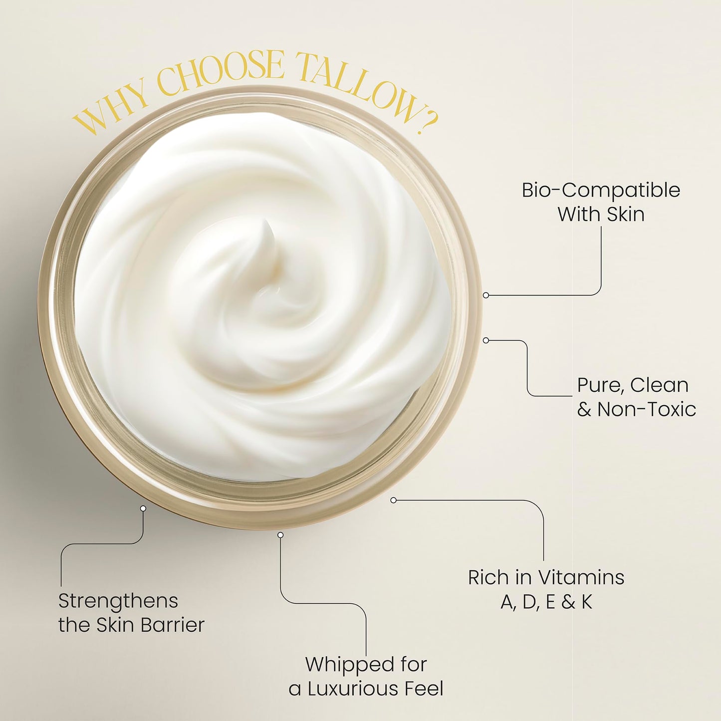 Beautiful Being Skin Glow – Grass-Fed Whipped Beef Tallow for Mature Skin | Gentle, Non-Toxic Face & Body Cream with Vanilla (4oz)