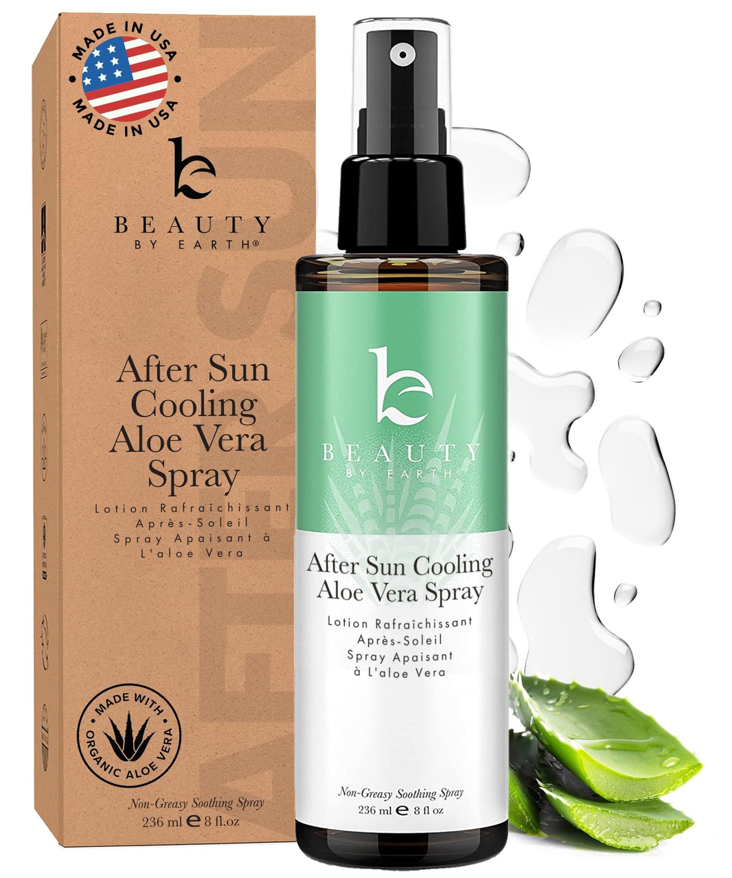 Beauty by Earth After Sun Cooling Aloe Vera Spray – USA Made Sunburn Relief