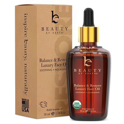 Beauty by Earth USDA Organic Face Oil - USA Made for Acne-Prone & Oily Skin