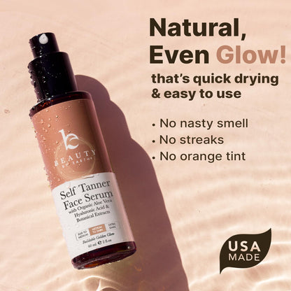 Beauty by Earth Face Tanner Serum – USA Made, Natural Self Tanner for Face with Hyaluronic Acid