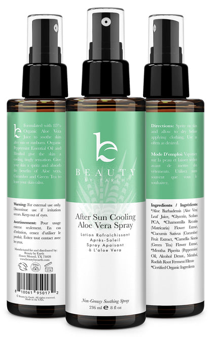 Beauty by Earth After Sun Cooling Aloe Vera Spray – USA Made Sunburn Relief