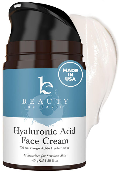 Beauty by Earth Hyaluronic Acid Moisturizer for Face – USA Made, Hydrating and Unscented
