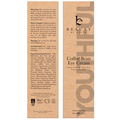 Beauty by Earth Caffeine Eye Cream – Puffiness & Dark Circles, USA Made