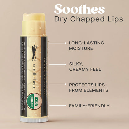 Beauty by Earth USDA Organic Lip Balm – USA Made Vanilla Beeswax Lip Balm