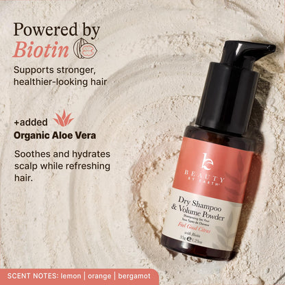 Beauty by Earth Non Aerosol Dry Shampoo Powder – Volumizing, Biotin, Made in USA