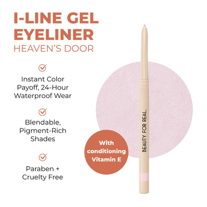 Beauty For Real I-Line 24-7 Eyeliner Heaven’s Door Rose Gold Pink Shimmer – Waterproof Gel
