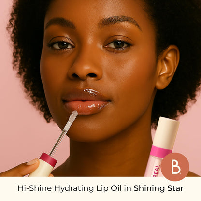 Beauty For Real Lip Revival Hi-Shine Hydrating Lip Oil – Shining Star (Transparent) | Lightweight, Non-Sticky Shine
