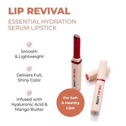 Beauty For Real Lip Revival: Essential Hydration Serum Lipstick Neutral – Lightweight, Hydrating Color