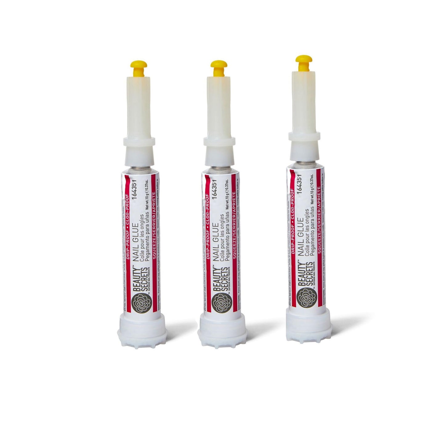 Beauty Secrets Drip & Clog Proof Nail Glue (3 Pack) – Quick-Dry, Strong Bond, Portable