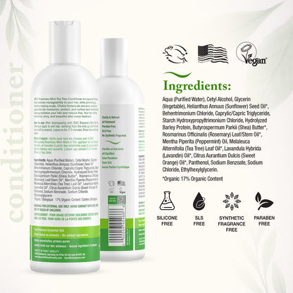 Beauty Without Cruelty Shampoo & Conditioner Set – Rosemary Mint Tea Tree, SLS-Free & Cruelty-Free, 16 oz each