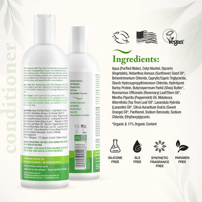 Beauty Without Cruelty Rosemary Mint Tea Tree Conditioner – Aromatherapy Hair & Scalp Treatment, 16 oz
