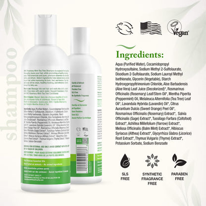 Beauty Without Cruelty Shampoo – Clarifying Rosemary Mint Tea Tree, SLS-Free, Vegan, 16 oz