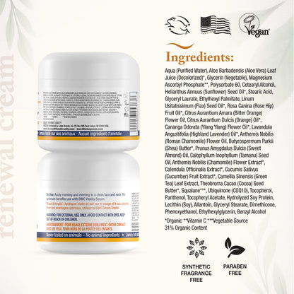 Beauty Without Cruelty Vitamin C Renewal Cream with CoQ10 – Vegan Aromatherapy Face Cream, 2 oz