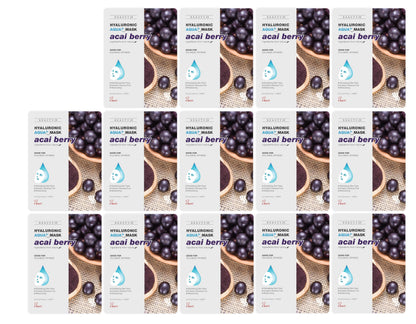 BEAUTY29 Hyaluronic Aqua Plus Essence Sheet Mask 14-Pack (Acai Berry) | Hydration & Radiance