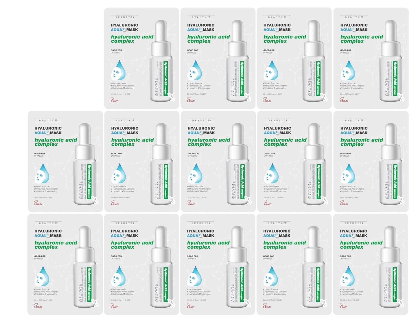 BEAUTY29 Hyaluronic Aqua Plus Essence Mask — 14-Sheet Full Face Hydration Set (2 Weeks)