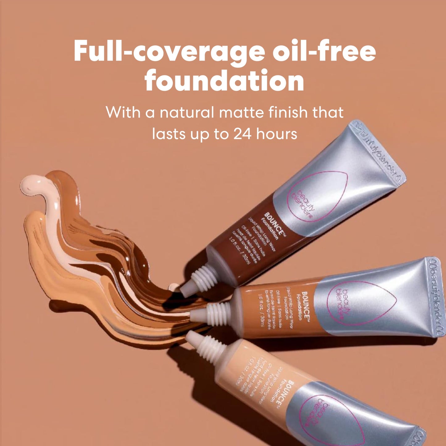 Beautyblender Bounce Liquid Whip Foundation 4.75 N Deep Mocha – Full Coverage, Natural Matte, Oil-Free, 24-Hour Wear