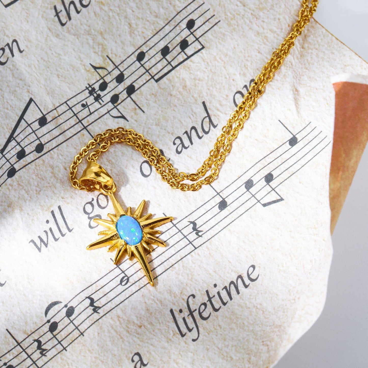 Star Opal Vintage Necklace Stainless Steel