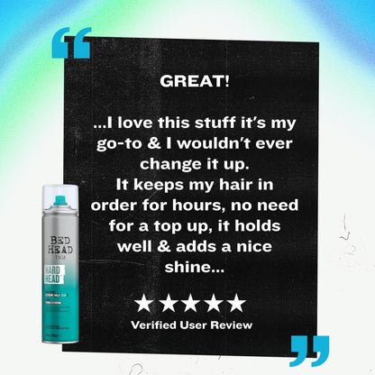 Bed Head Hard Head Hairspray – Extra Strong Hold for All Hair Types | Instant Dry & Natural Shine | 11.7 oz (3 Pack)