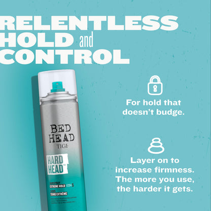 Bed Head Hard Head Hairspray by TIGI – Extra Strong Hold, Natural Shine, 11.7 oz (2 Pack)