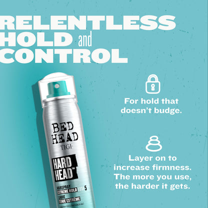 Bed Head Hard Head Hairspray – Extra Strong Hold, Natural Shine | 2-Pack, 3 oz