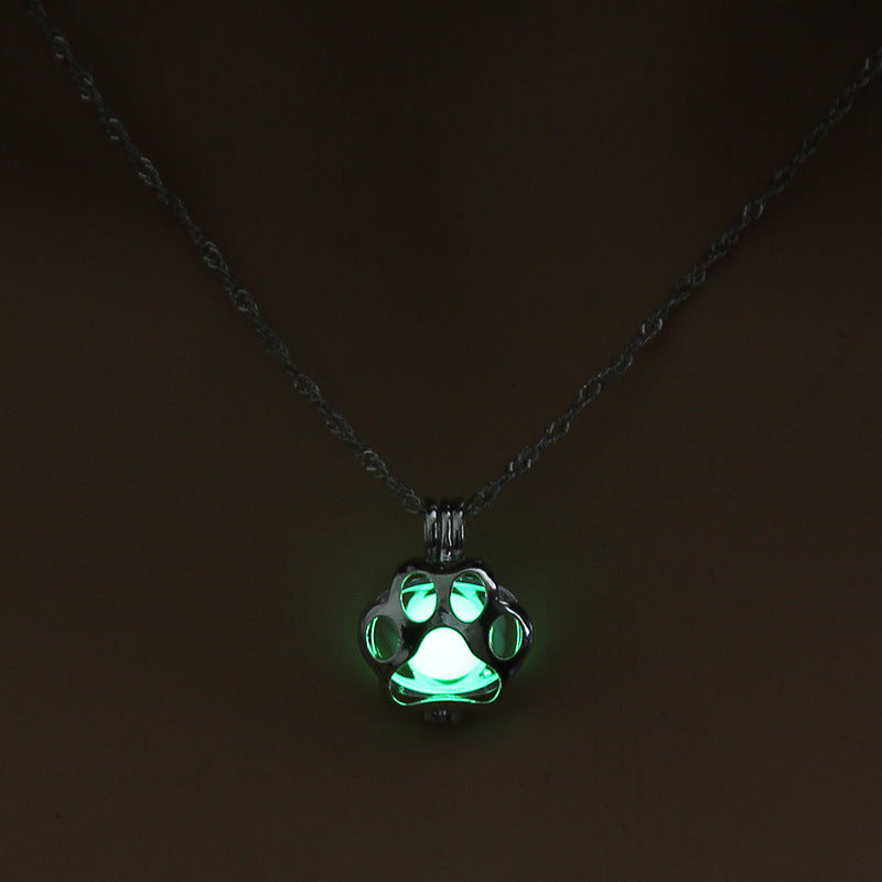 Dog Paw Hollow Luminous Necklace