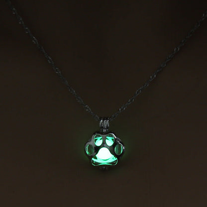 Dog Paw Hollow Luminous Necklace