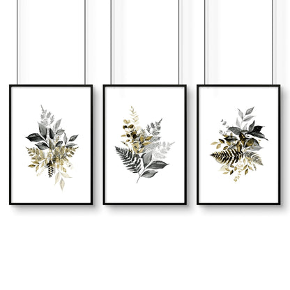 Grey paintings for bedroom | set of 3 wall art prints