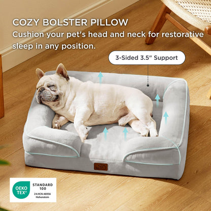 Bedsure Orthopedic Dog Bed for Medium Dogs – Waterproof, Removable Cover, Nonskid Bottom (Light Grey)