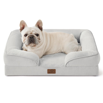 Bedsure Orthopedic Dog Bed for Medium Dogs – Waterproof, Removable Cover, Nonskid Bottom (Light Grey)
