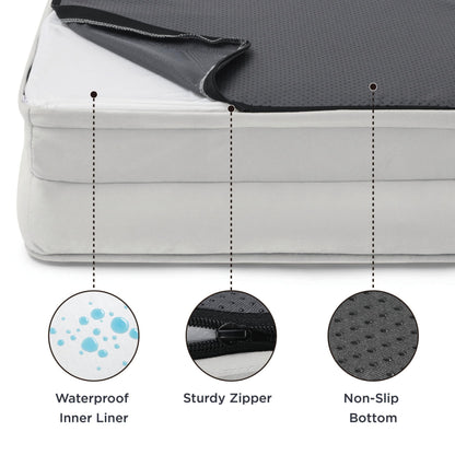 Bedsure Orthopedic Dog Bed for Medium Dogs – Waterproof, Removable Cover, Nonskid Bottom (Light Grey)