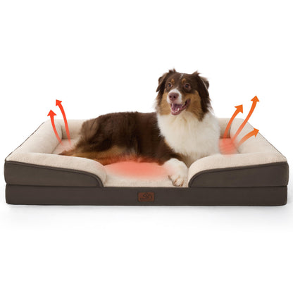 Bedsure Self-Warming Orthopedic Dog Bed - Large Waterproof Non-Skid with Removable Cover