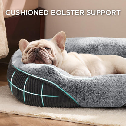 Bedsure Washable Dog Bed – Medium Rectangle Plush Bed, 30x24x8 in, Grey
