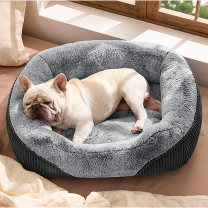 Bedsure Washable Dog Bed – Medium Rectangle Plush Bed, 30x24x8 in, Grey