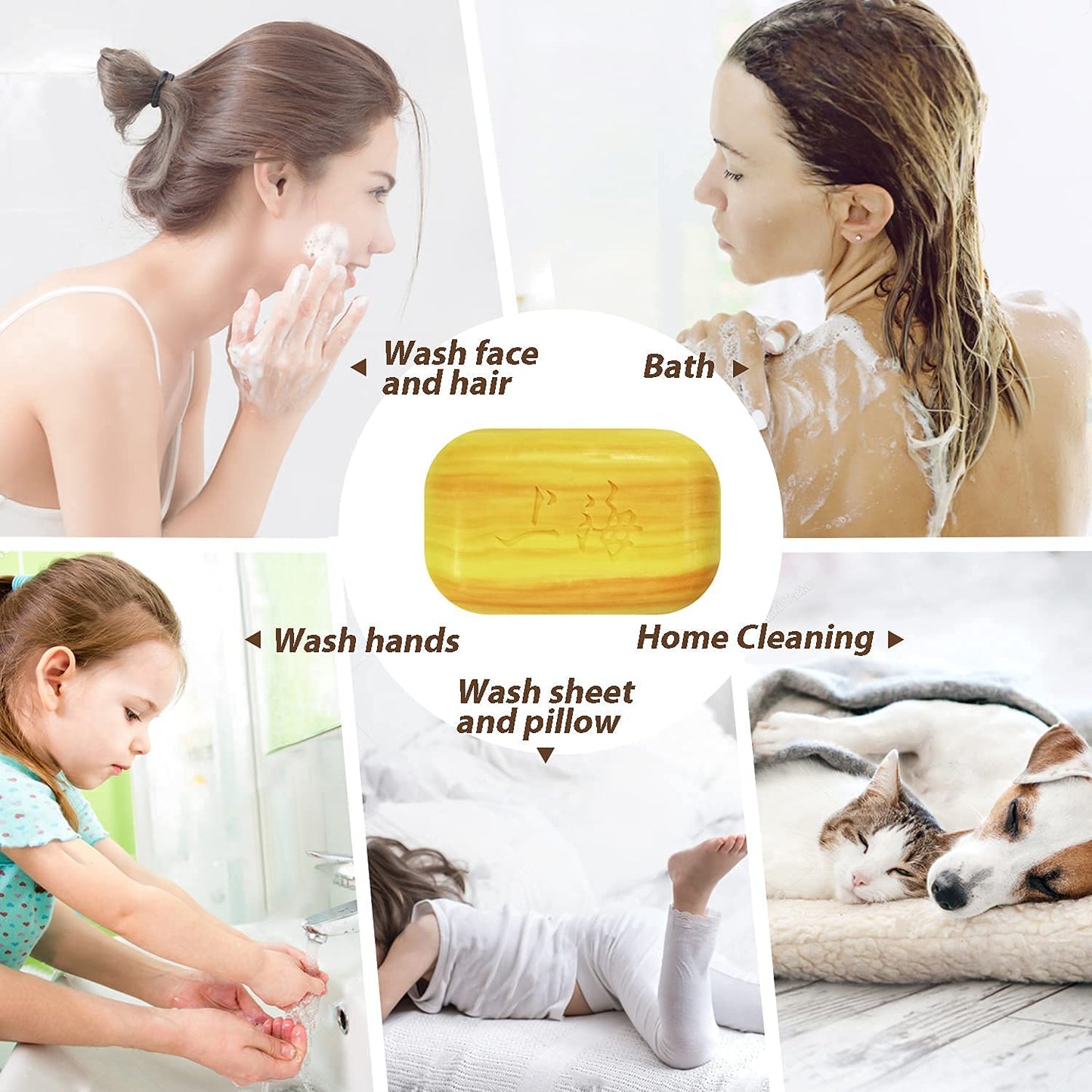 Bee & Flower Shanghai Sulfur Soap 10% – Acne Treatment Bar, 3.4 Oz, 6-Pack