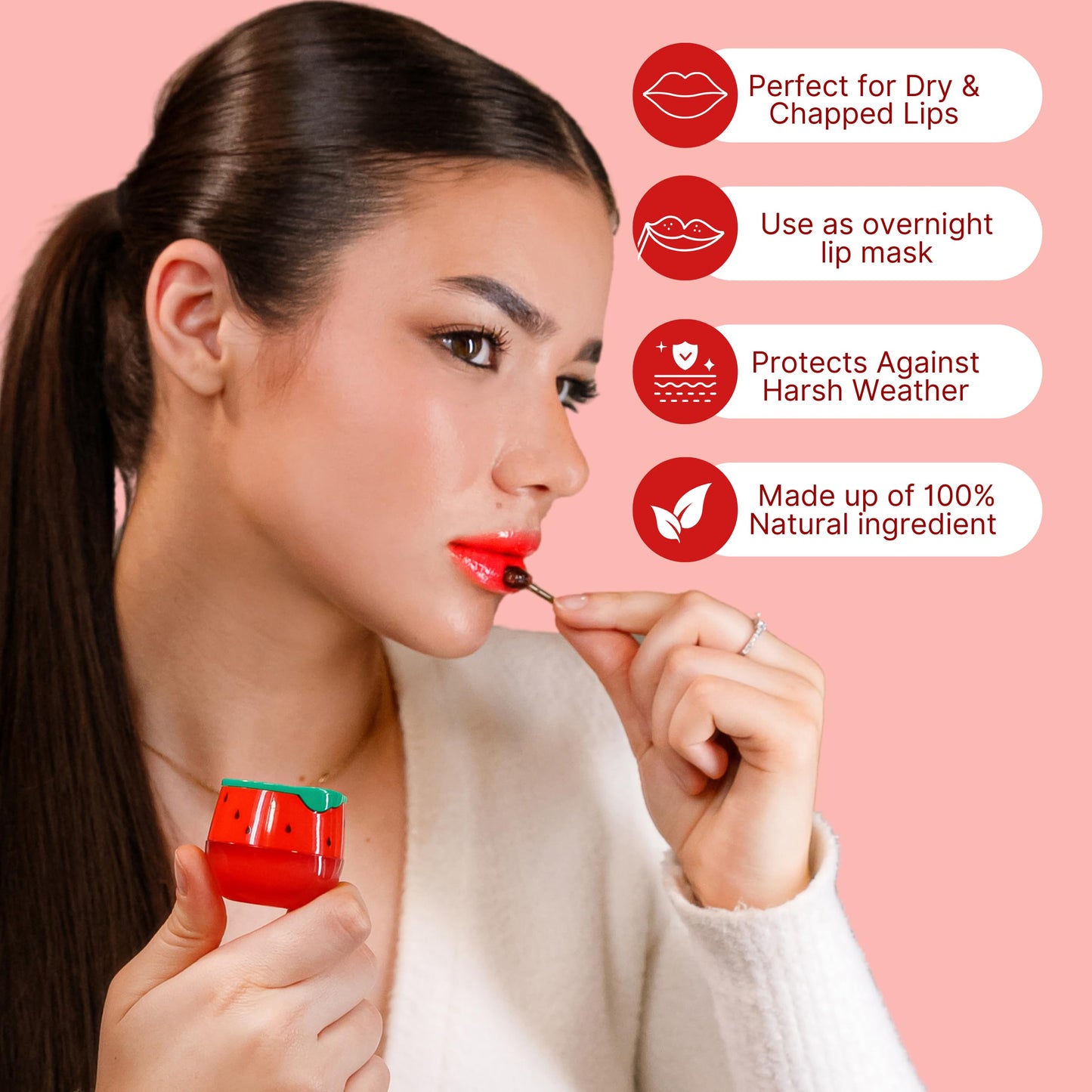 Bee Balm Original Lip Balm — Watermelon Hydrating Honey Pot with Propolis & Vitamin E (Pack of 2)