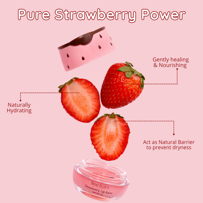 Bee Balm Original Lip Balm – Strawberry Hydration with Propolis, Honey & Vitamin E