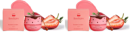 Bee Balm Original Lip Balm – Strawberry Hydrating Balm in Honey Pot (Pack of 2)