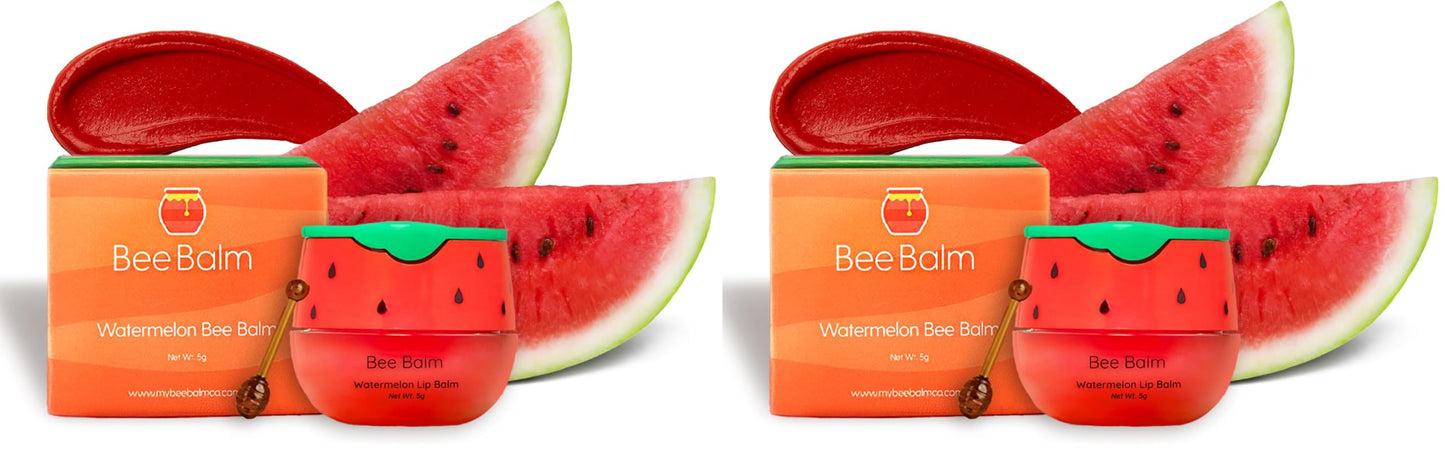 Bee Balm Original Lip Balm — Watermelon Hydrating Honey Pot with Propolis & Vitamin E (Pack of 2)