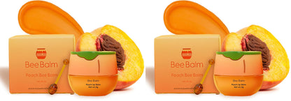 Bee Balm Original Peach Lip Balm – Hydrating Honey Pot with Propolis, Honey & Vitamin E (Pack of 2)