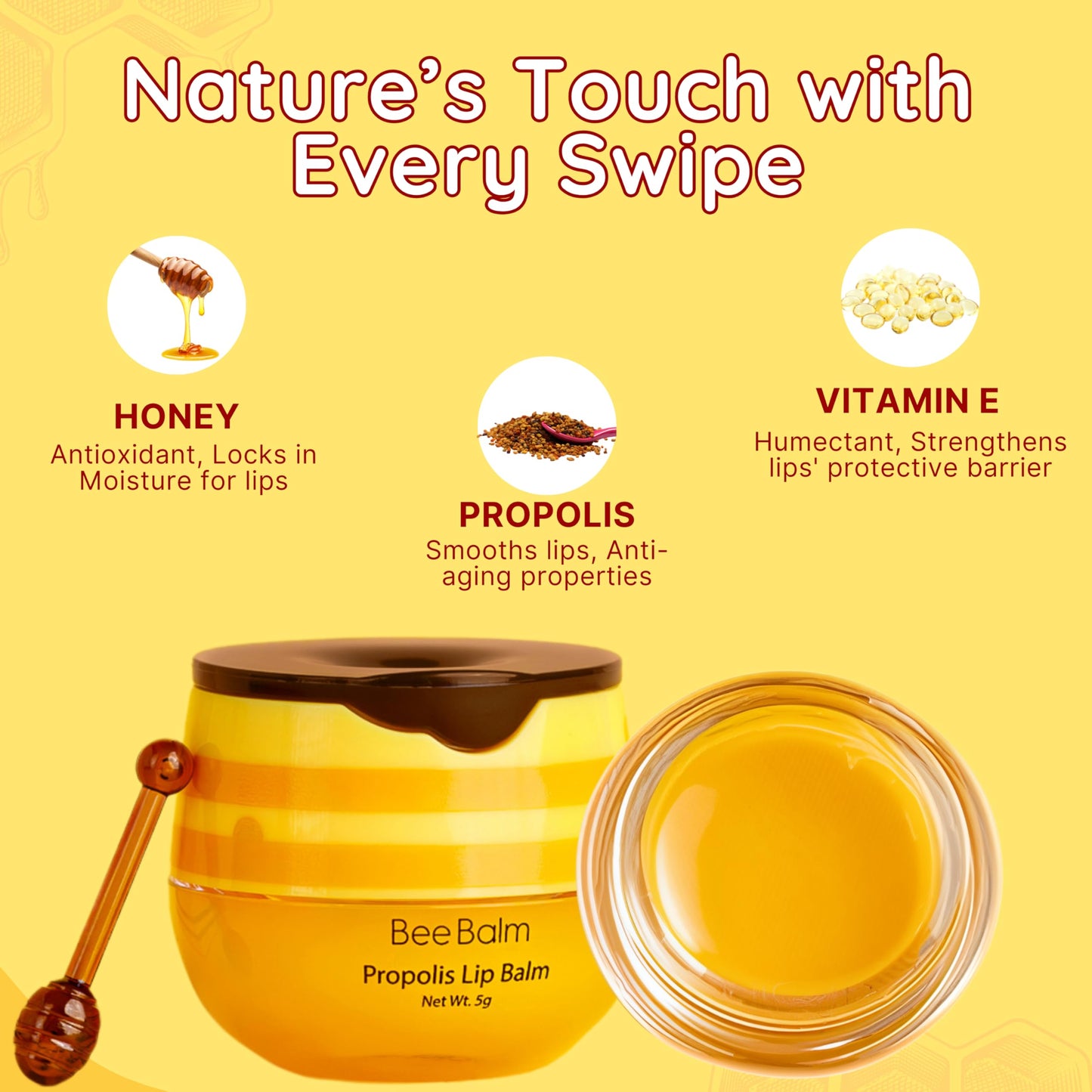 Bee Balm Original Lip Balm – Propolis Hydration for Dry Lips with Honey & Vitamin E