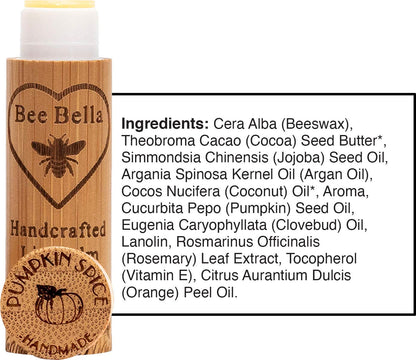 Bee Bella Lip Balm Pumpkin Spice (3 Pack) – Handmade in USA | Long-Lasting Moisture