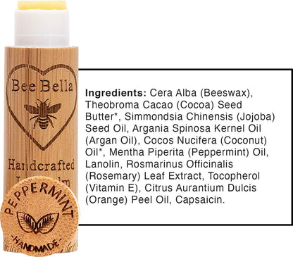 Bee Bella Lip Balm Peppermint 3-Pack | Natural Hydration, Handmade in USA