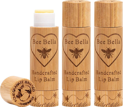 Bee Bella Lip Balm Pomegranate Mango (3 Pack) – 100% Natural Beeswax + Vitamin E | Handmade in USA